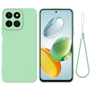 Honor 200 Smart/X7c 4G/5G Liquid Silicone Case with Hand Strap - Green