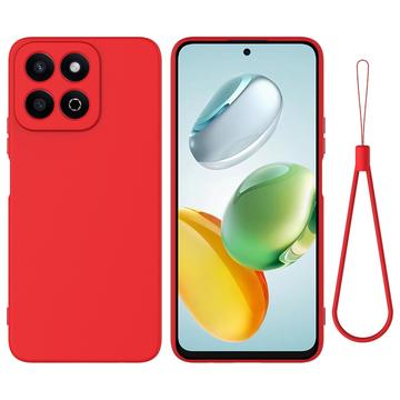Honor 200 Smart/X7c 4G/5G Liquid Silicone Case with Hand Strap - Red