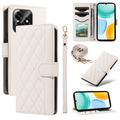 Honor X5c Plus Luxury Quilted Wallet Case - White