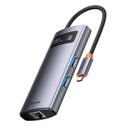 Tekst je: Hub 4in1 Baseus Metal Gleam Series WKWG070113, USB-C na 3x USB 3.0 + Ethernet RJ45