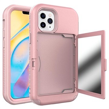 iPhone 12/12 Pro Hybrid Case with Hidden Mirror & Card Slot - Pink