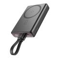 JOYROOM JR-PBM01 PD 20W 10000mAh Phone Power Bank Magnetic Wireless Charger with Built-in Cable / Kickstand - Black