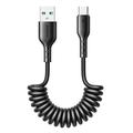 Joyroom 3A Easy-Travel Coiled Fast-Charge USB-A to USB-C Cable - 1.5m - Black