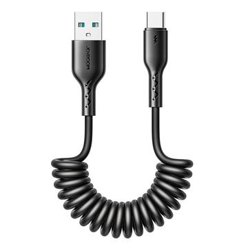 Joyroom 3A Easy-Travel Coiled Fast-Charge USB-A to USB-C Cable - 1.5m - Black