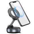 K007 360-Degree Magnetic Car Phone Holder with Strong Suction Cup Base - Black