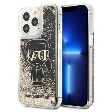 Karl Lagerfeld Gatsby Liquid Glitter iPhone 13 Pro Maska - Crna
