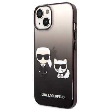 Karl Lagerfeld Gradient Karl & Choupette iPhone 14 Maska - Crna