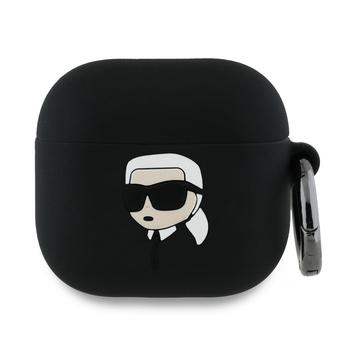 AirPods 4 Karl Lagerfeld Karl Head 3D Silikonska Maska - Crna
