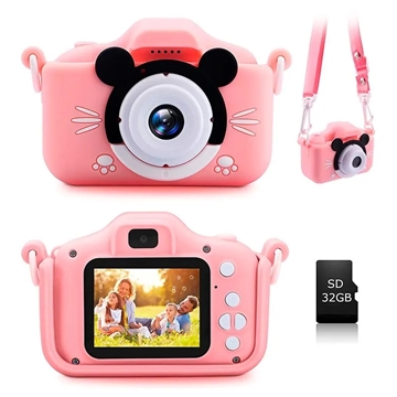 Dečija Digitalna Kamera sa Memorijskom Karticom od 32GB - Pink