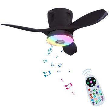 LEC016R RGB Ceiling Fan Light with Bluetooth Speaker - Black