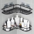 Large Metal No-Drill Bathroom Corner Shelf - Black