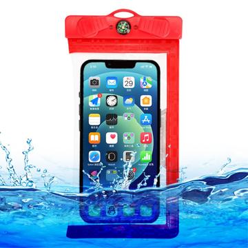 Large Universal Waterproof Case w. Compass - 7.5" - Red