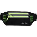 Lightweight Running Belt Bag with Reflective Strip and Zipper Pockets - 7.2" - Black
