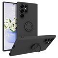 Samsung Galaxy S22 Ultra 5G Liquid Silikonska maska sa Prstenom - Crna