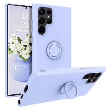 Samsung Galaxy S22 Ultra 5G Liquid Silikonska maska sa Prstenom - Ljubičasta
