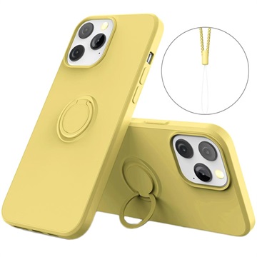 iPhone 13 Pro Max Liquid Silikonska maska sa Prstenom - Žuta