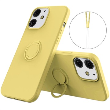 iPhone 13 Liquid Silikonska maska sa Prstenom - Žuta