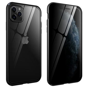 iPhone 11 Pro Magnetna Maska sa Kaljenim Staklom - Privatnost - Crna
