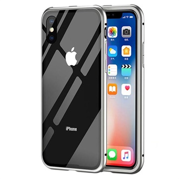 iPhone X Magnetna Zaštitna Maska sa Poleđinom od Kaljenog Stakla - Siva