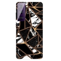 Marble Pattern Galvanizirana IMD Futrola za Samsung Galaxy S21 FE 5G TPU - Crna