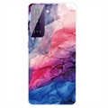 Marble Pattern Galvanizirana IMD Futrola za Samsung Galaxy S21 FE 5G TPU - Plava / Roze