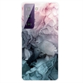 Marble Pattern Galvanizirana IMD Futrola za Samsung Galaxy S21 FE 5G TPU - Siva / Roze