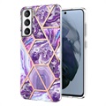 Marble Pattern Galvanizirana IMD Futrola za Samsung Galaxy S21 FE 5G TPU - Ljubičasta
