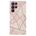 Marble Pattern Galvanizirana IMD Futrola za Samsung Galaxy S22 Ultra 5G TPU - Bela / Roza