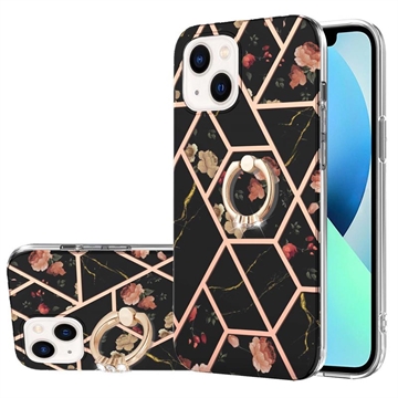 iPhone 15 Plus Marble Pattern IMD TPU Maska sa Prstenom