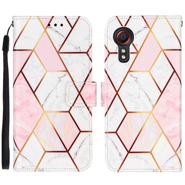 Marble Pattern Samsung Galaxy Xcover 5 Novčanik-Futrola - Roze / Bela