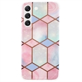 Marble Pattern Samsung Galaxy S22 5G TPU Maska - Pink / Cijan