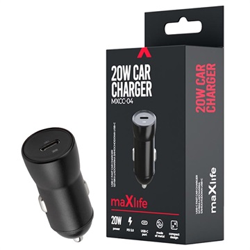 Maxlife MXCC-04 USB-C Brzi Punjač za Auto - 20W - Crni