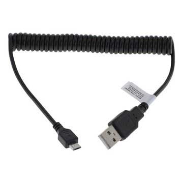 Micro USB Spiralni Kabl - Crni - 0.5m-1.2m