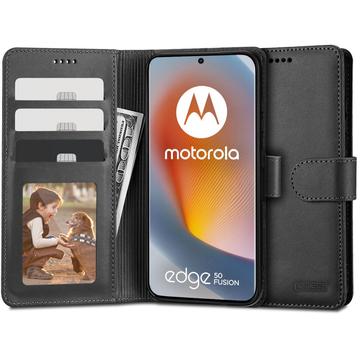 Motorola Edge 50 Fusion/G96 Tech-Protect Wallet Case W. Magnet & Stand - Black