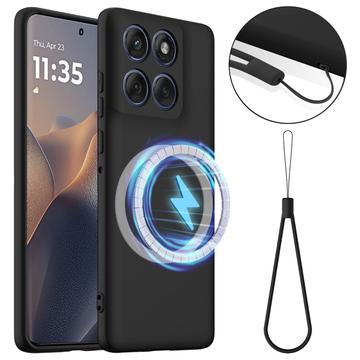 Motorola Edge 60 Pro Maska od Tečnog Silikona - Kompatibilna sa MagSafe - Crna