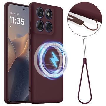 Motorola Edge 60 Pro Maska od Tečnog Silikona - Kompatibilna sa MagSafe - Tamnocrvena