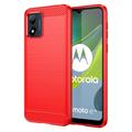 Motorola Moto E13 Brušena TPU Zaštitna Maska - Ugljenično Vlakno - Crvena