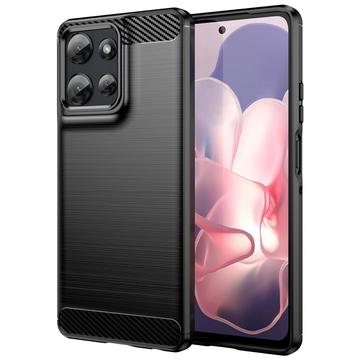 Motorola Moto G Power (2025) Brušena TPU Zaštitna Maska - Ugljenično Vlakno - Crna