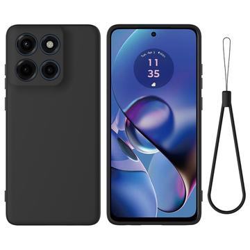 Motorola Moto G Stylus 5G (2025) Liquid Silicone Case with Hand Strap - Black