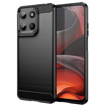 Motorola Moto G15 Brušena TPU Zaštitna Maska - Ugljenično Vlakno - Crna