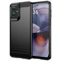Motorola Moto G55 Brušena TPU Zaštitna Maska - Ugljenično Vlakno - Crna
