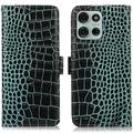 Motorola Moto G75 Crocodile Serija Kožna maska-Novčanik sa RFID-om - Zelena