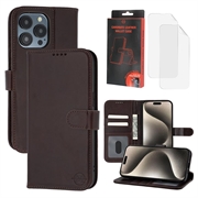 iPhone 15 Pro Max MyTPhone CardMate Leather Wallet Case - Dark Brown