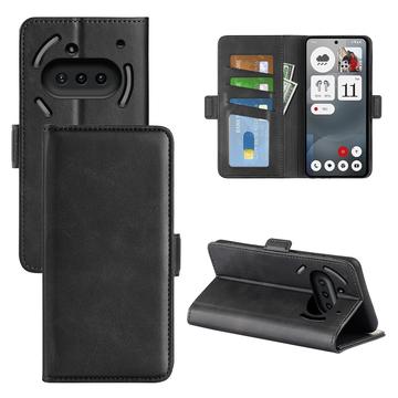 Nothing Phone (3a) Wallet Case with Magnetic Closure - Calf Texture - Black