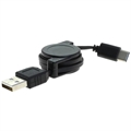 OTB USB-A 2.0 / USB-C Razvlačivi Data Kabl - 70cm - Crni