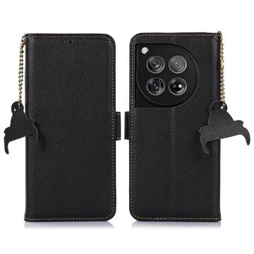 OnePlus 12 Kožna maska-Novčanik sa RFID-om - Crna