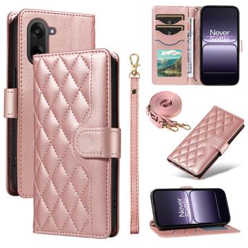 OnePlus Ace 5 Racing/Nord CE5 Luxury Quilted Wallet Case - Rose Gold
