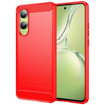 OnePlus Nord CE4 Lite/Oppo K12x Brušena TPU Zaštitna Maska - Ugljenično Vlakno - Crvena