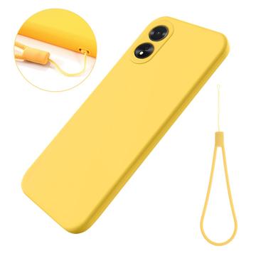 Oppo A18/A38 Liquid Silicone Case with Hand Strap - Yellow