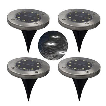 Outdoor Solar-Powered Ground Lights - 4 Pcs. - White Light
